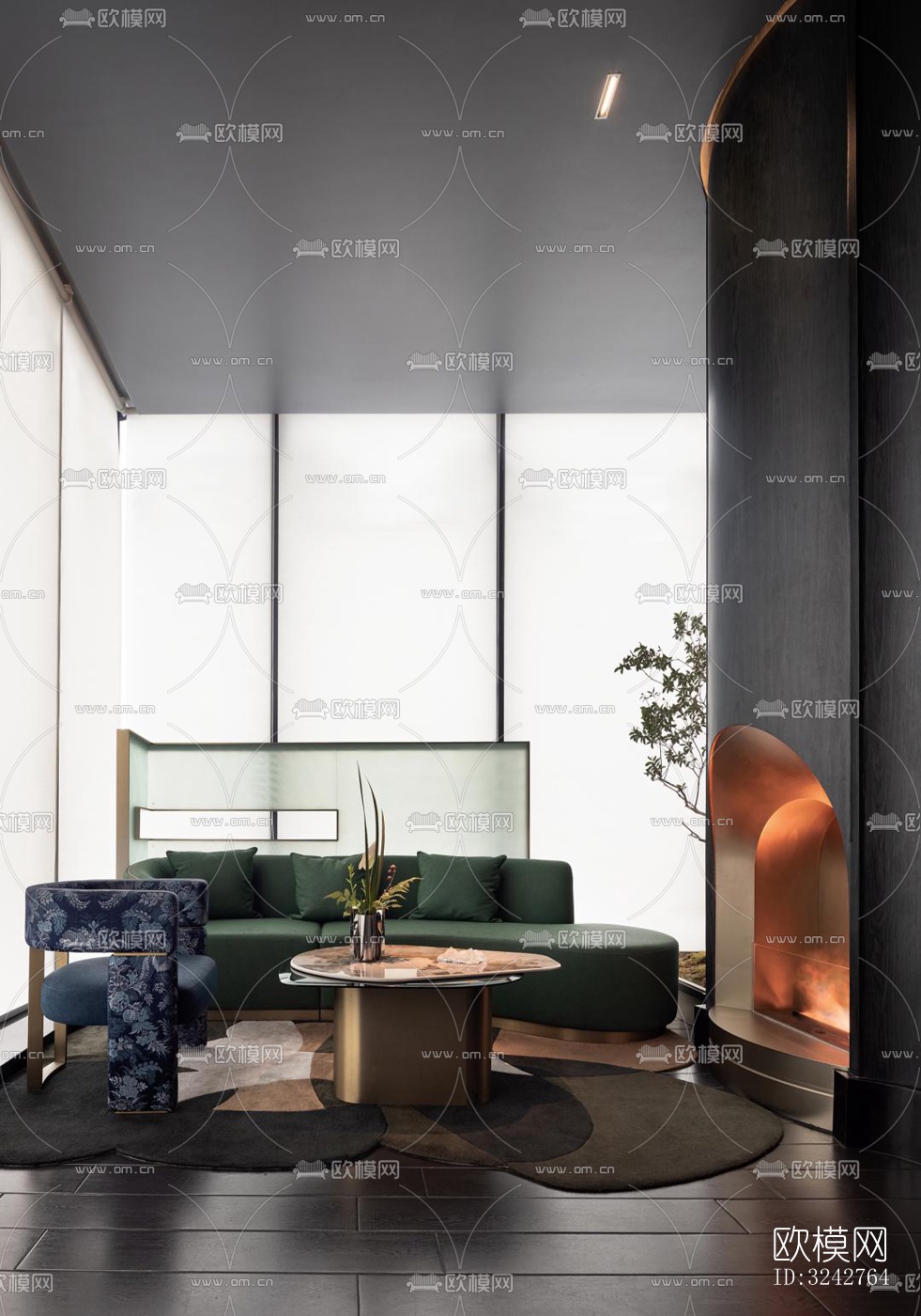 新中式中餐厅效果图下载（渲染图16）