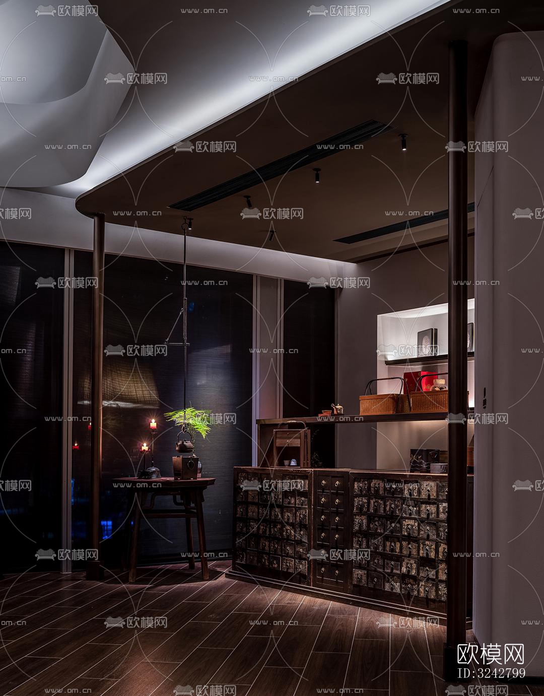 新中式中餐厅效果图下载（渲染图13）