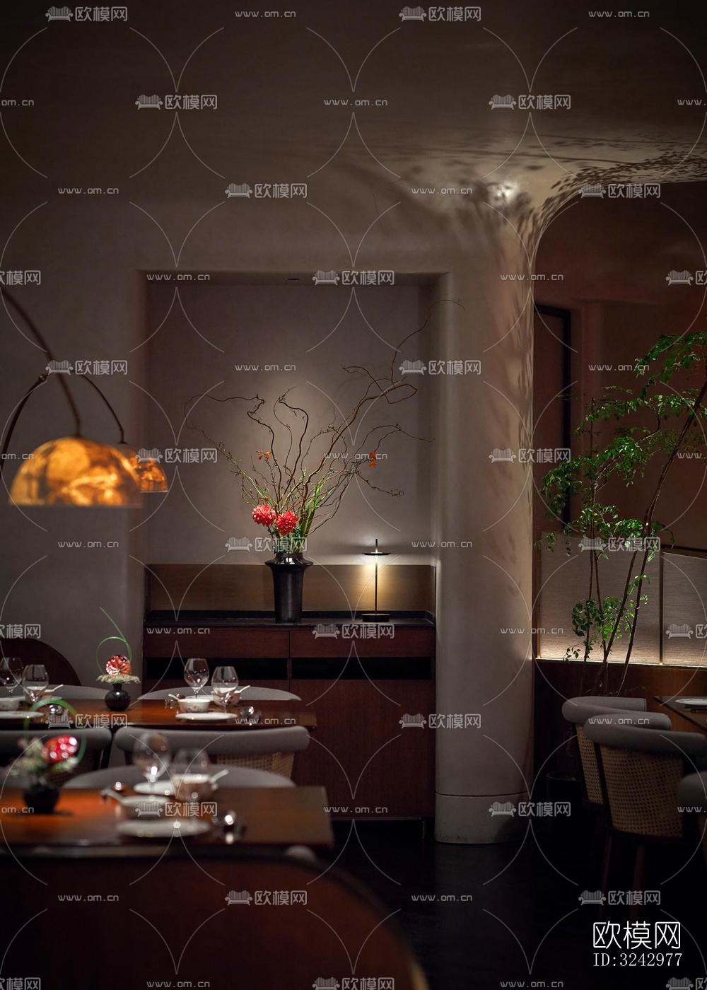 现代中餐厅效果图下载（渲染图4）