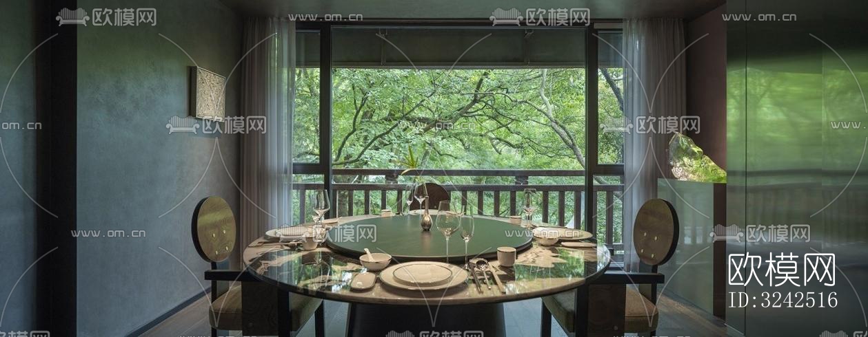 中式中餐厅效果图下载（渲染图14）