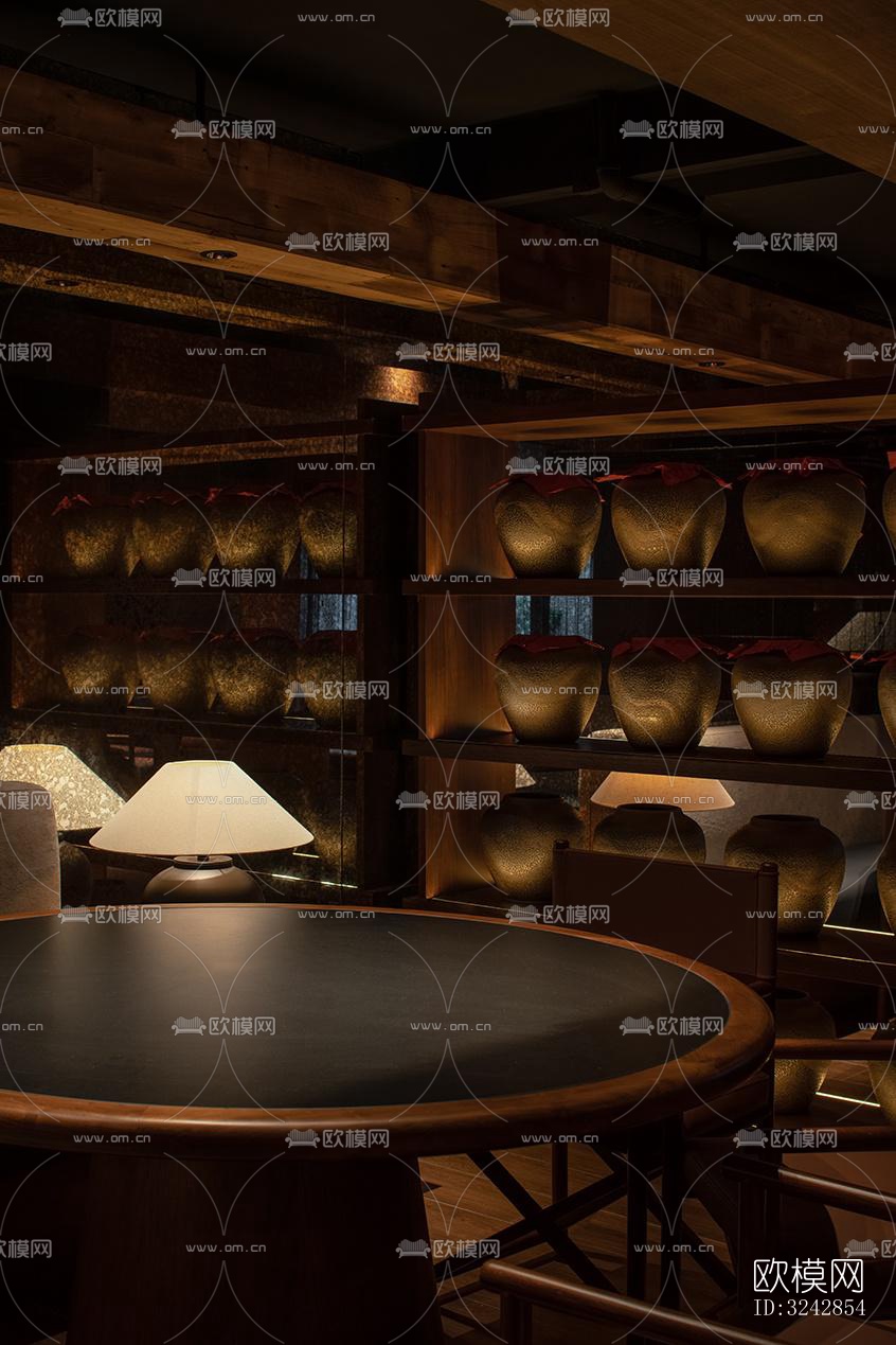 新中式中餐厅效果图下载（渲染图9）