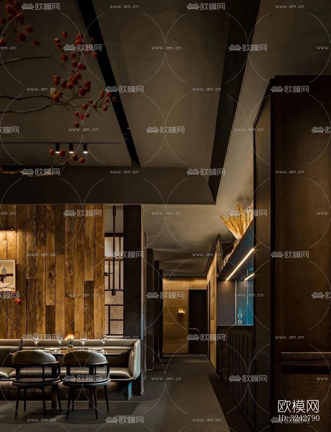 新中式中餐厅效果图下载（渲染图10）