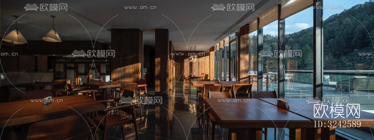 新中式中餐厅效果图下载（渲染图5）