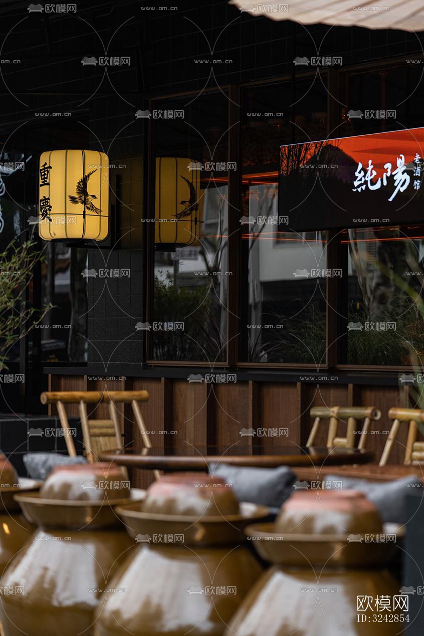 新中式中餐厅效果图下载（渲染图14）