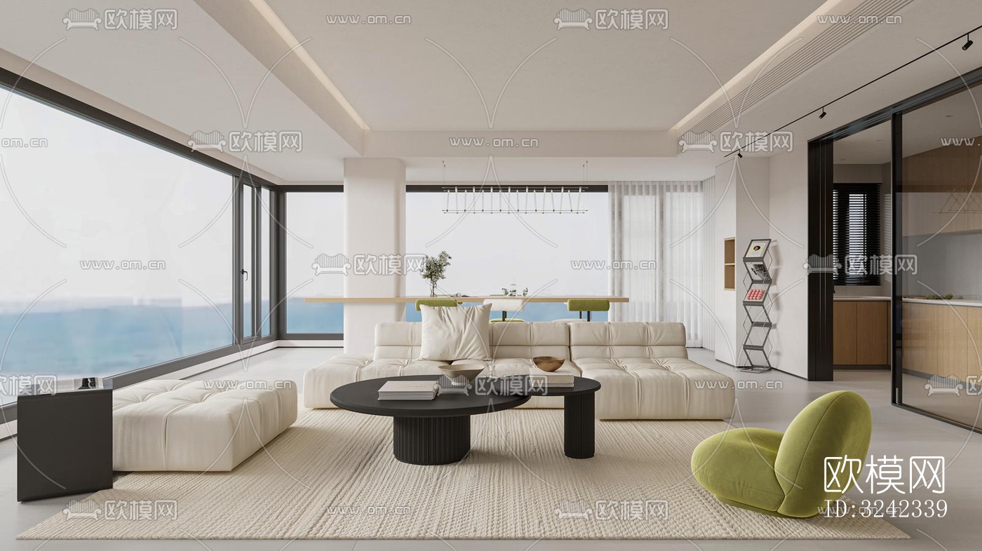 现代客餐厅效果图下载（渲染图8）