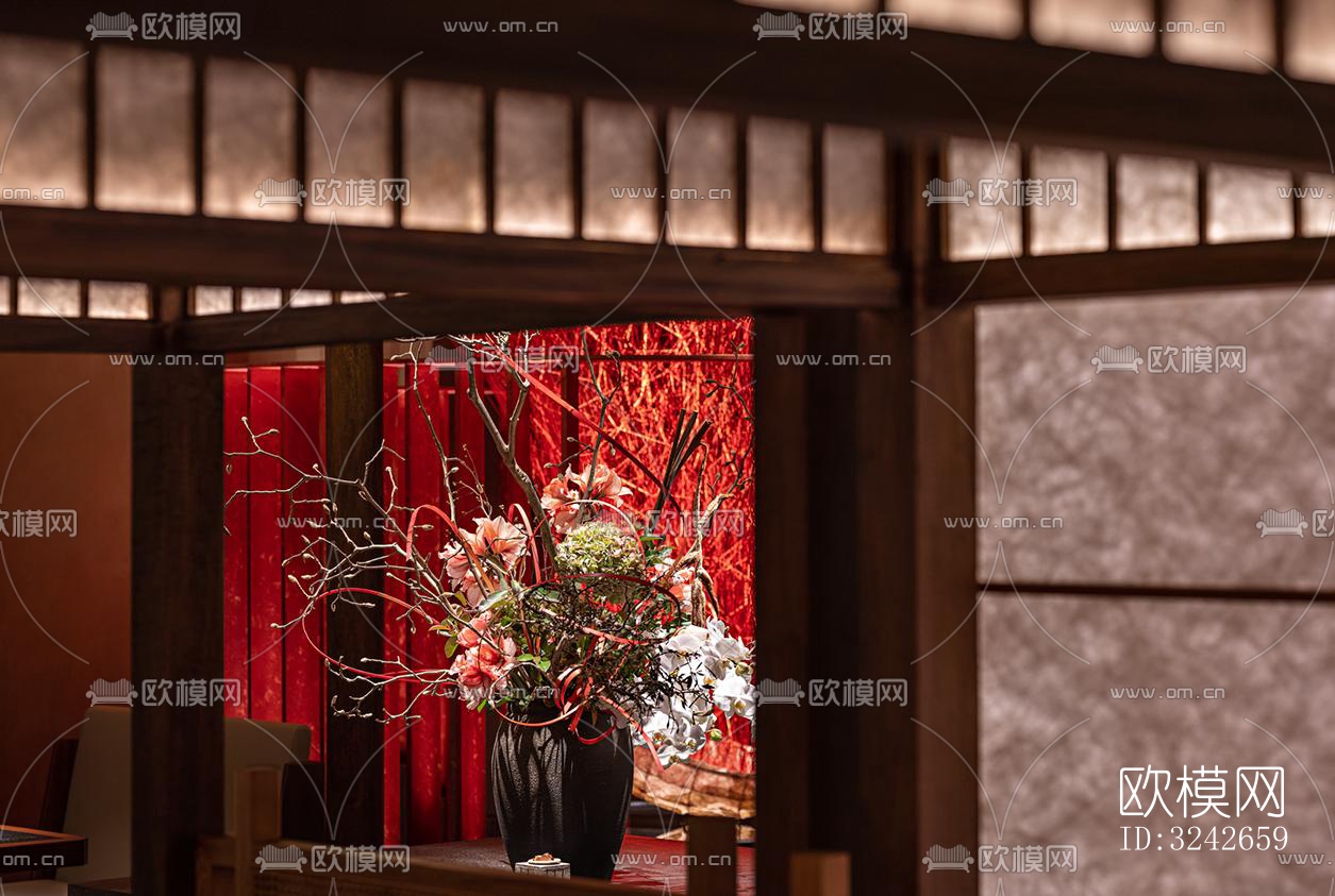 新中式中餐厅效果图下载（渲染图20）