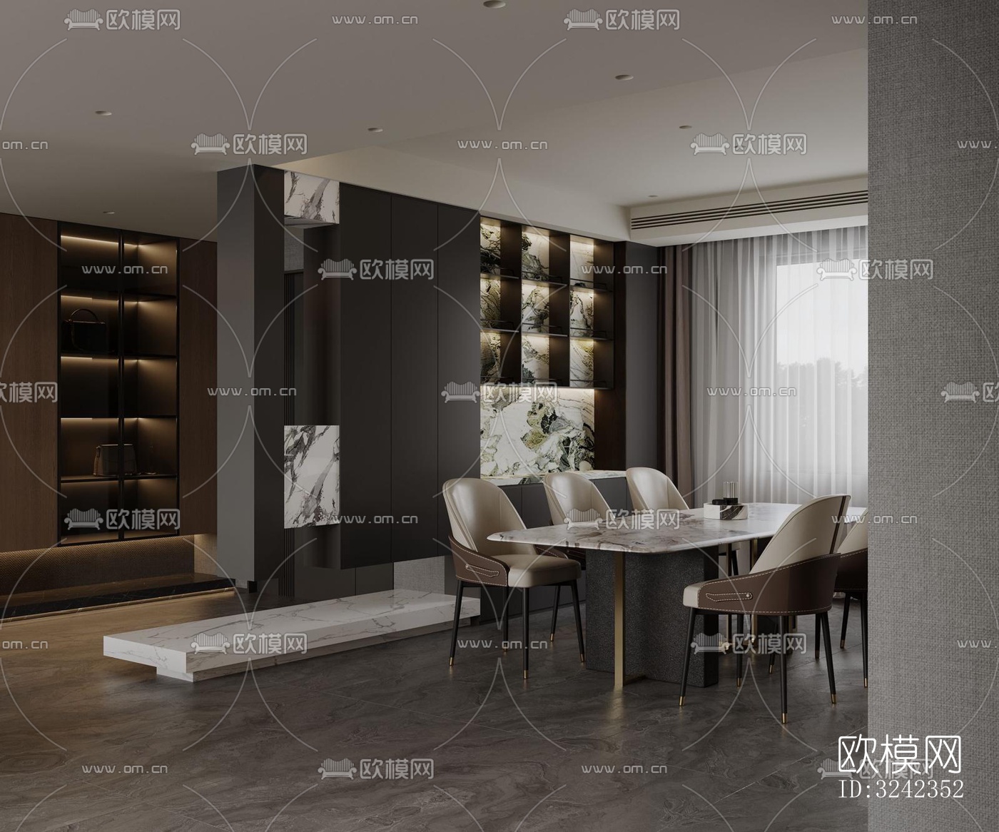 现代客餐厅效果图下载（渲染图5）