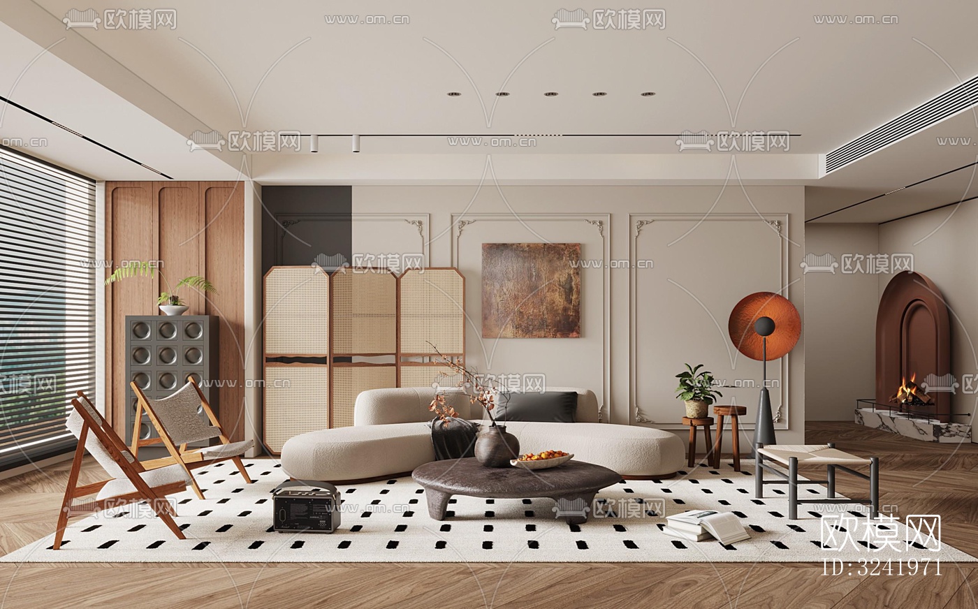 侘寂客厅效果图下载（渲染图5）