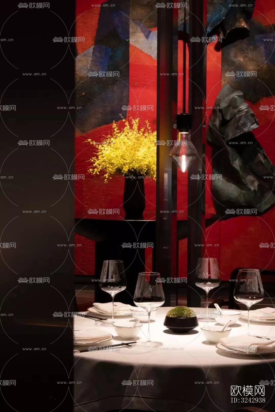 现代中餐厅效果图下载（渲染图2）