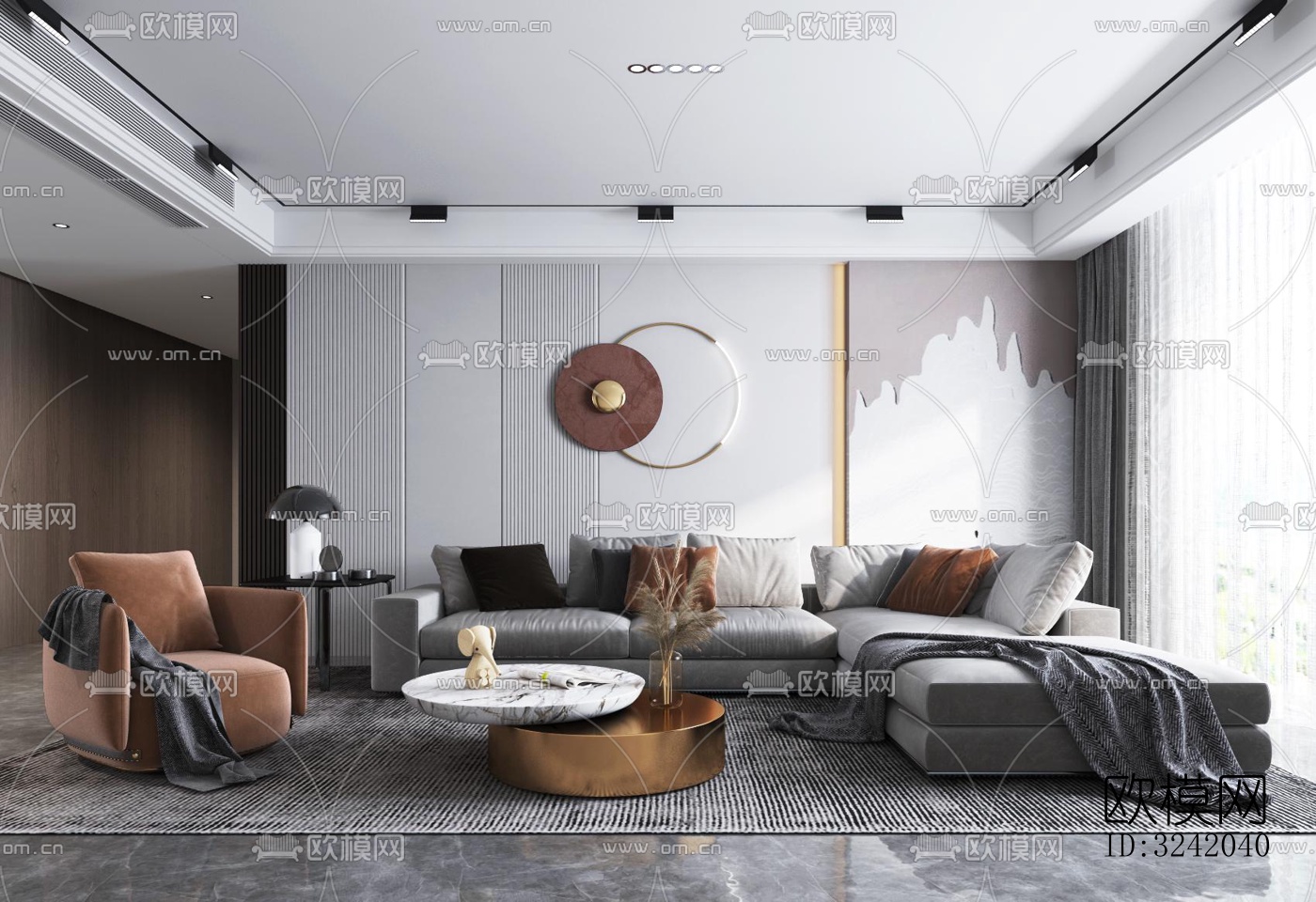 现代客厅效果图下载（渲染图1）