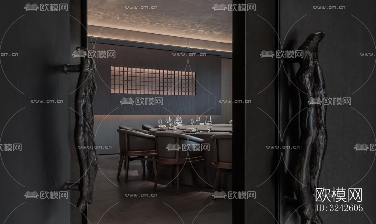 新中式中餐厅效果图下载（渲染图17）