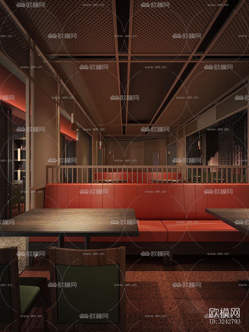 新中式中餐厅效果图下载（渲染图9）