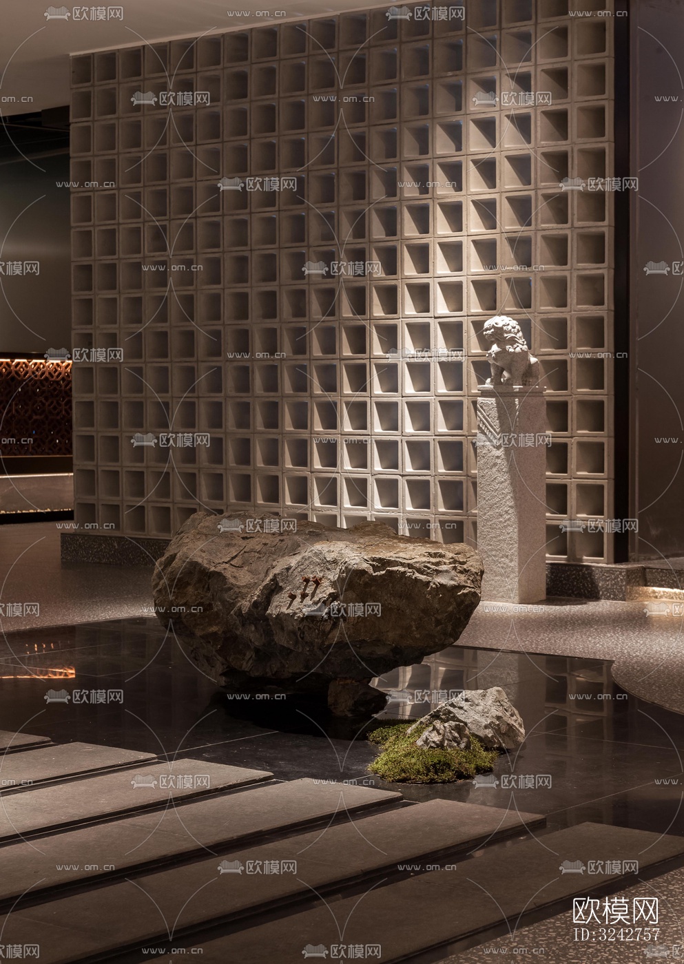 新中式中餐厅效果图下载（渲染图7）