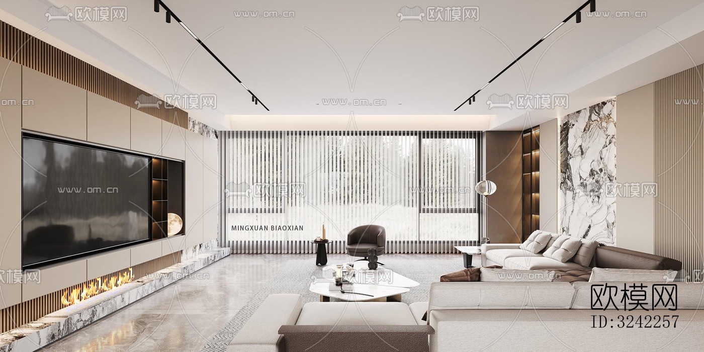 现代客餐厅效果图下载（渲染图6）