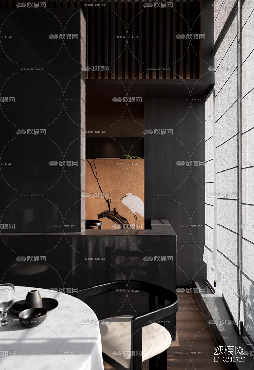 新中式中餐厅效果图下载（渲染图11）