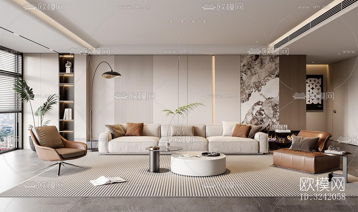 现代客厅效果图下载（渲染图4）