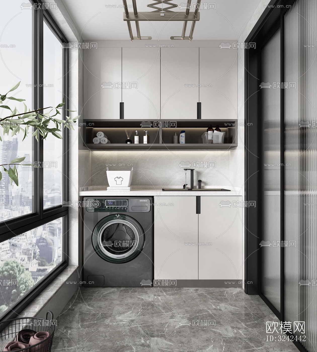 现代阳台花园效果图下载（渲染图2）