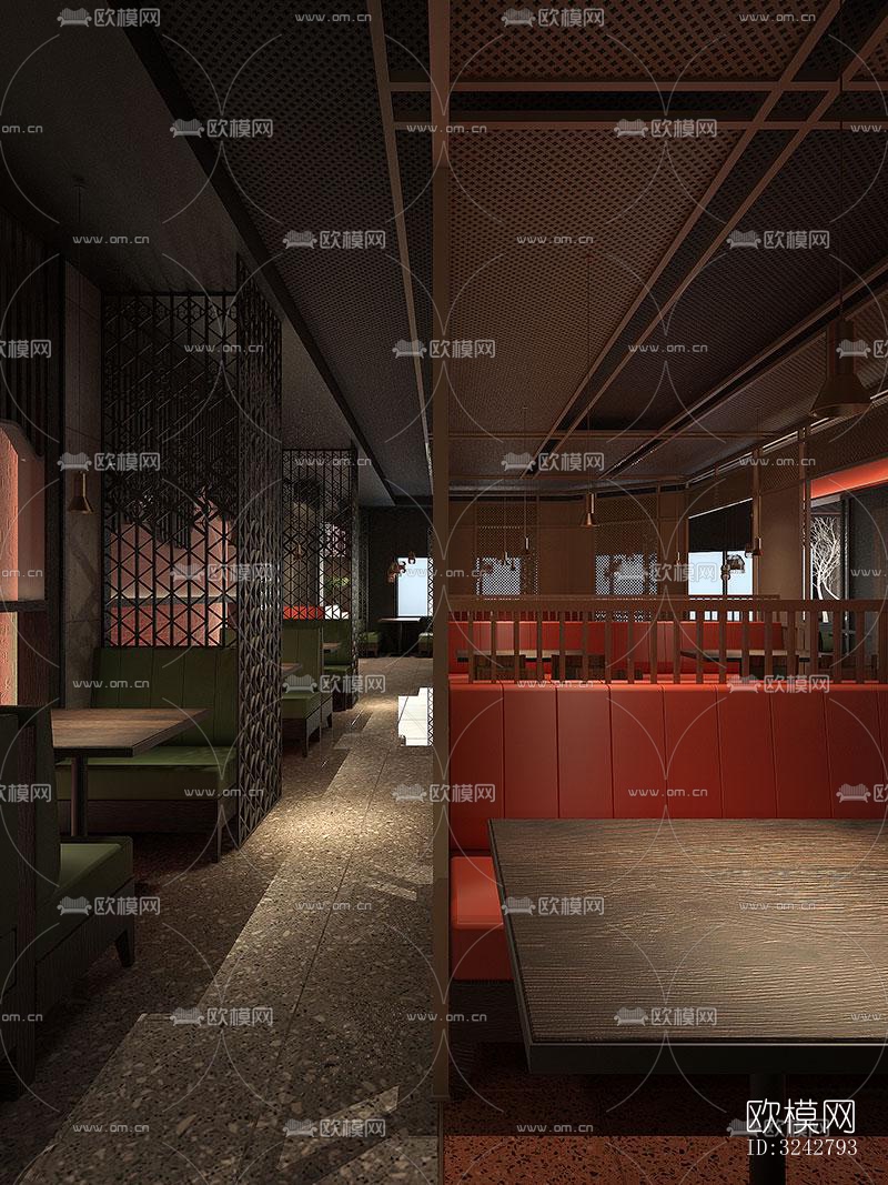 新中式中餐厅效果图下载（渲染图7）