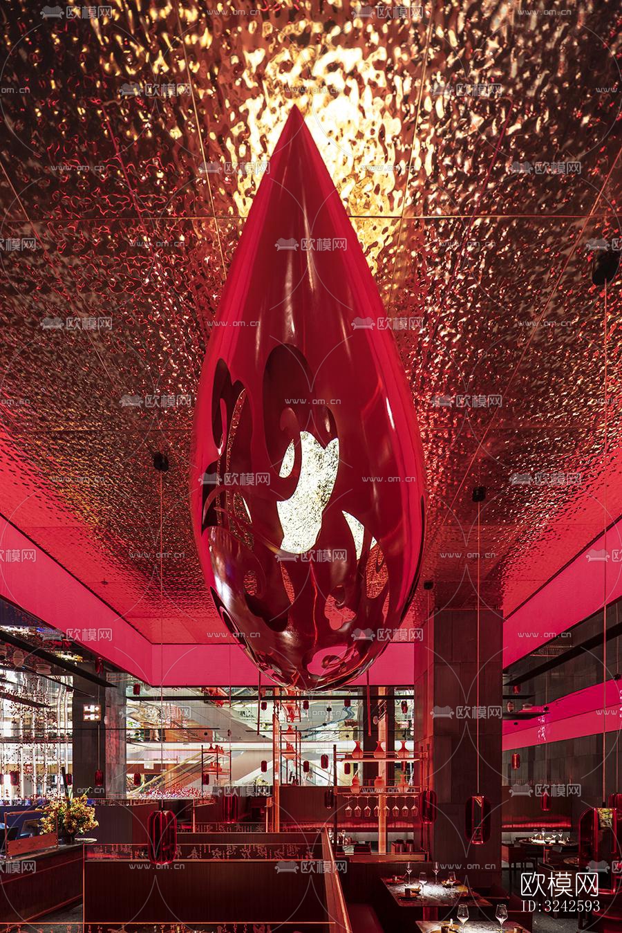 新中式中餐厅效果图下载（渲染图5）