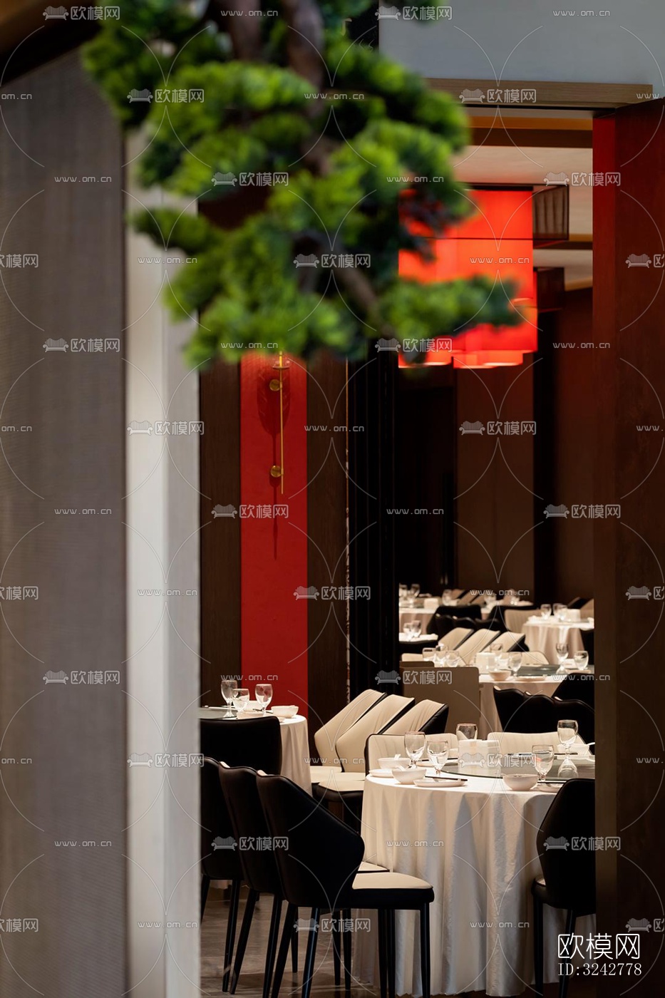 新中式中餐厅效果图下载（渲染图3）