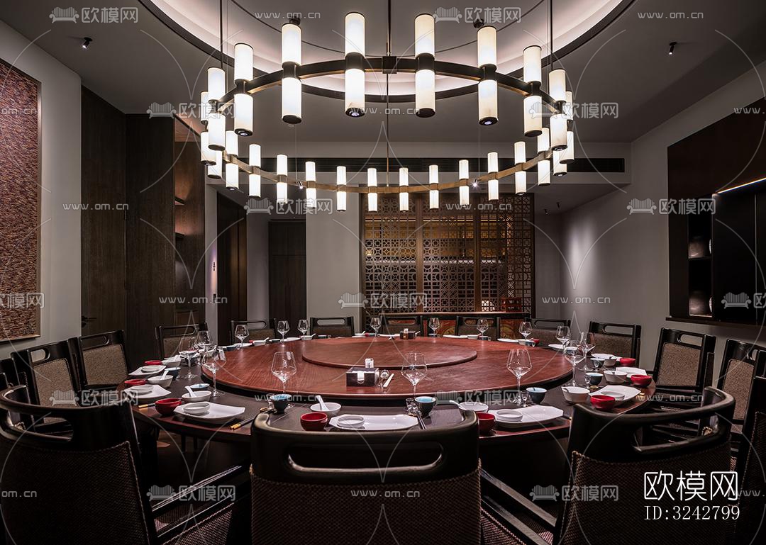 新中式中餐厅效果图下载（渲染图9）