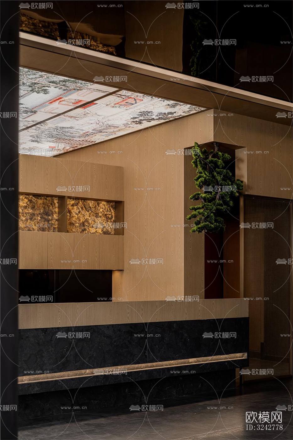 新中式中餐厅效果图下载（渲染图13）