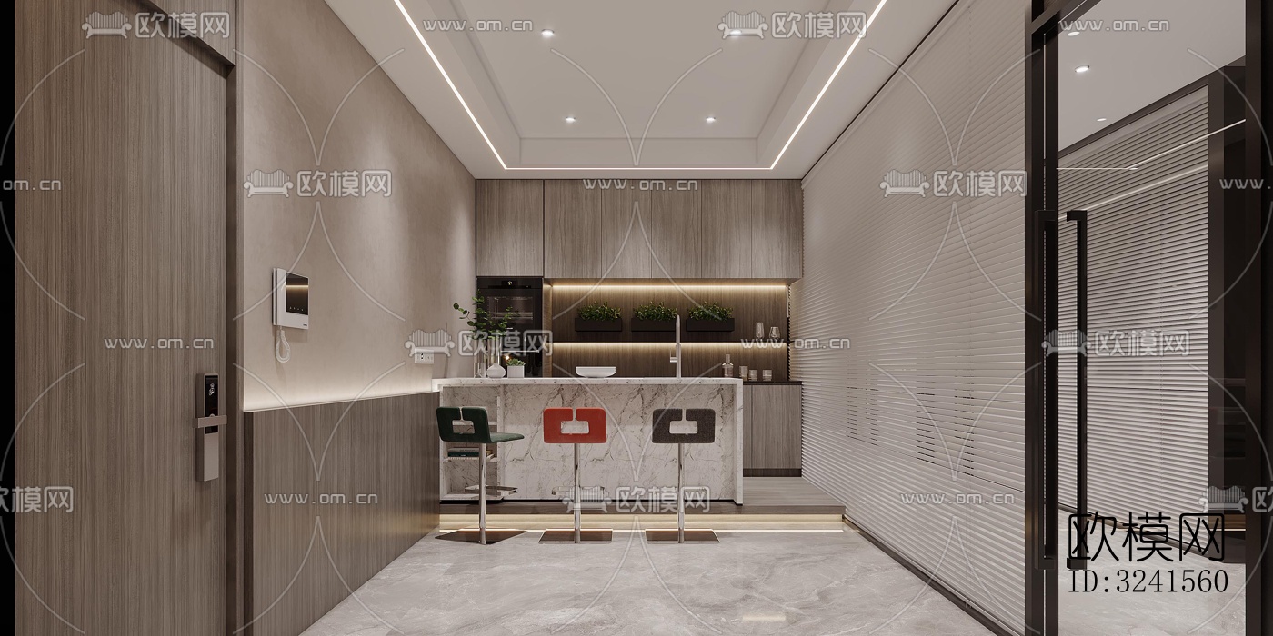 新中式经理室效果图下载（渲染图6）