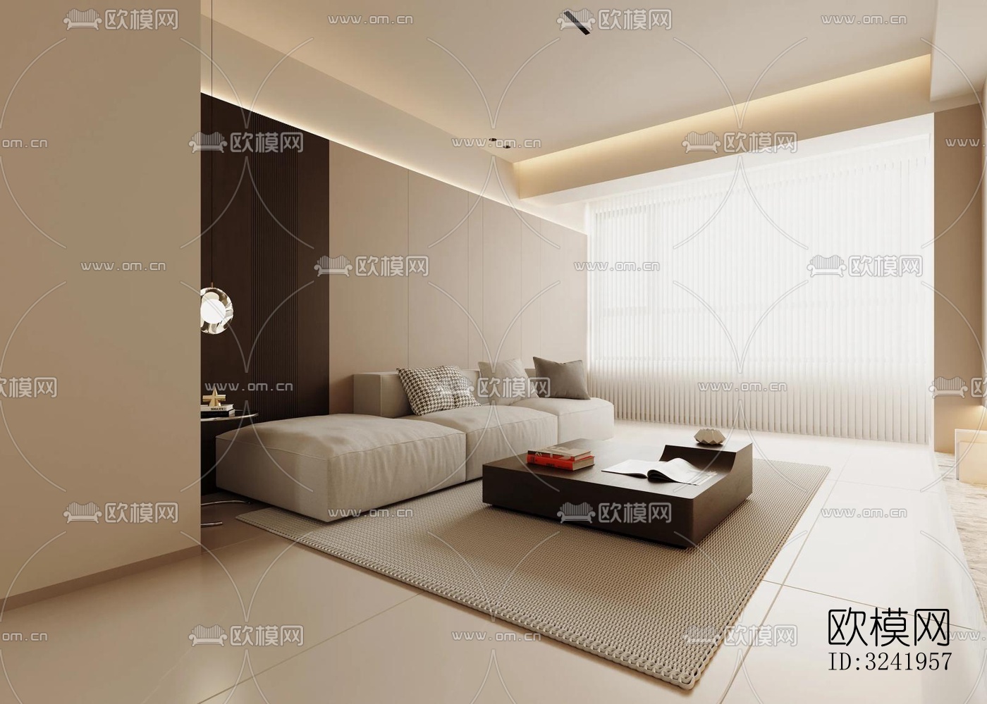 现代大平层效果图下载（渲染图5）