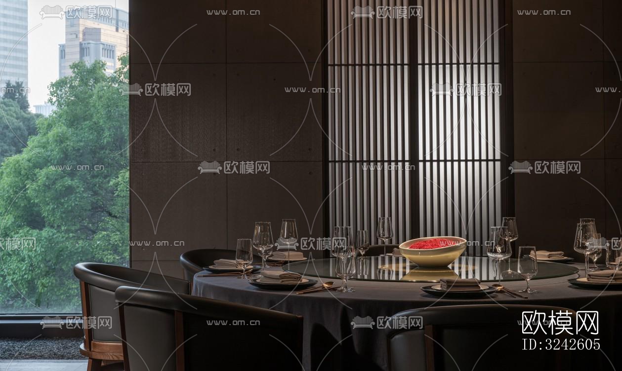 新中式中餐厅效果图下载（渲染图11）