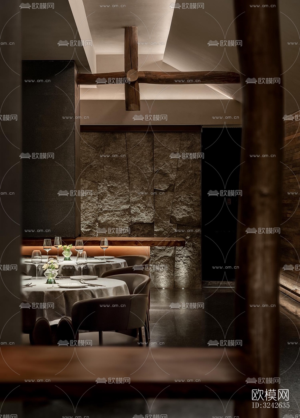 新中式中餐厅效果图下载（渲染图12）