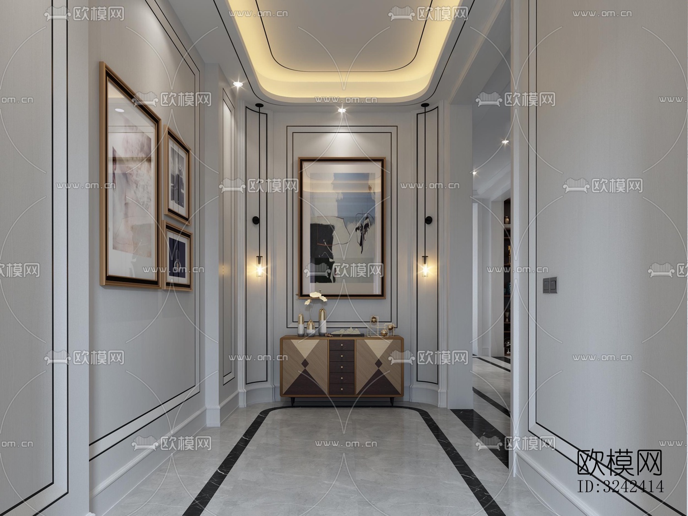 现代玄关过道效果图下载（渲染图4）