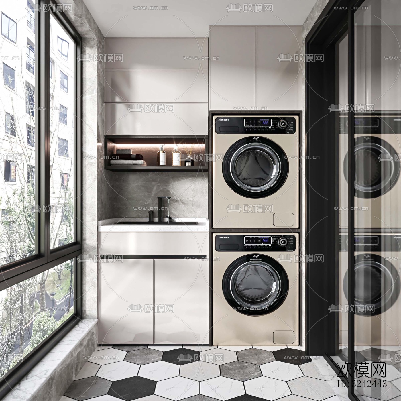 现代阳台花园效果图下载（渲染图2）