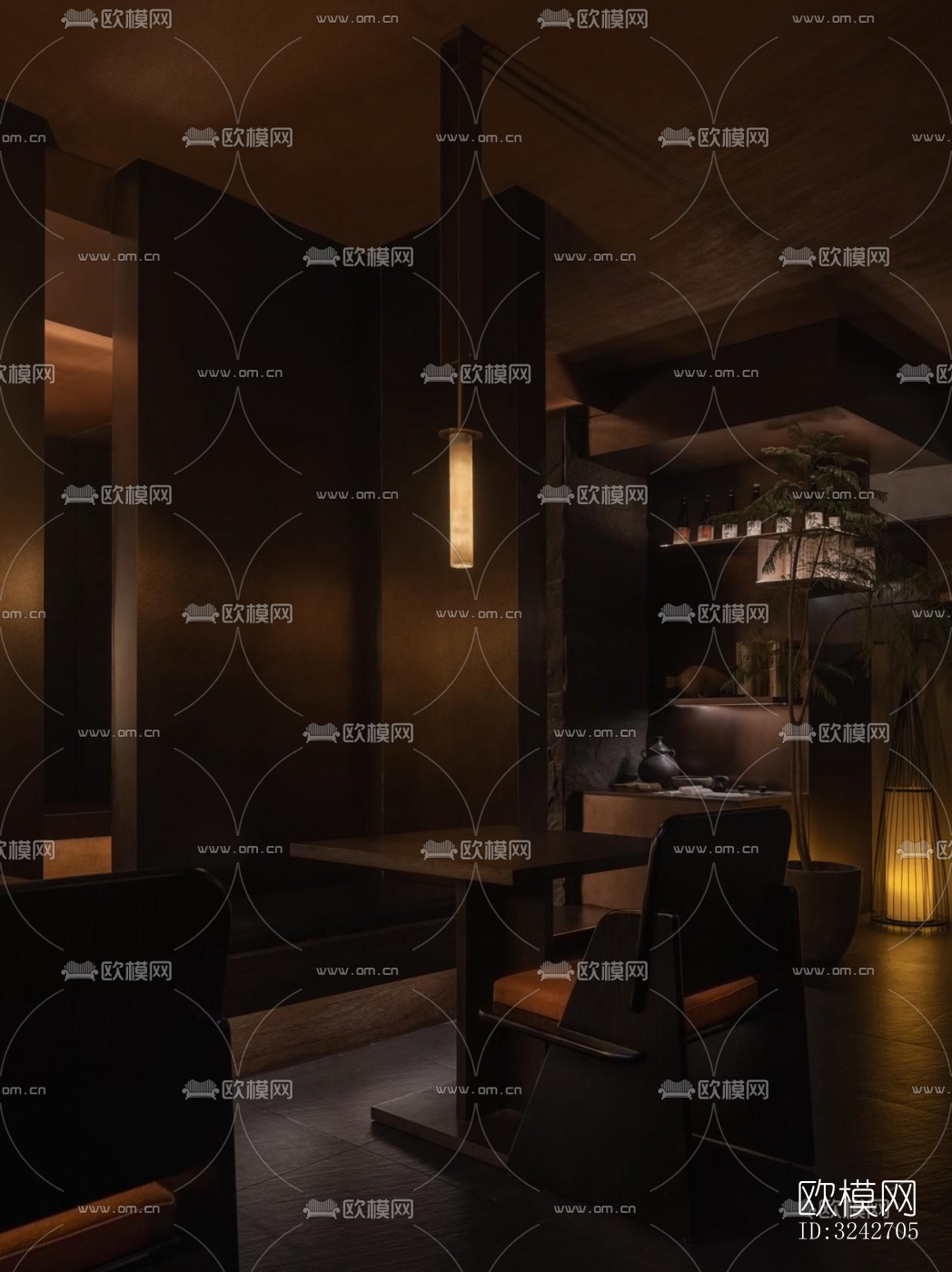 新中式中餐厅效果图下载（渲染图3）