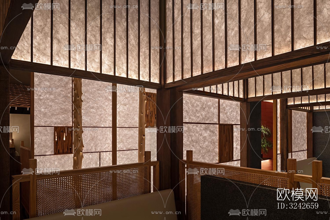 新中式中餐厅效果图下载（渲染图19）