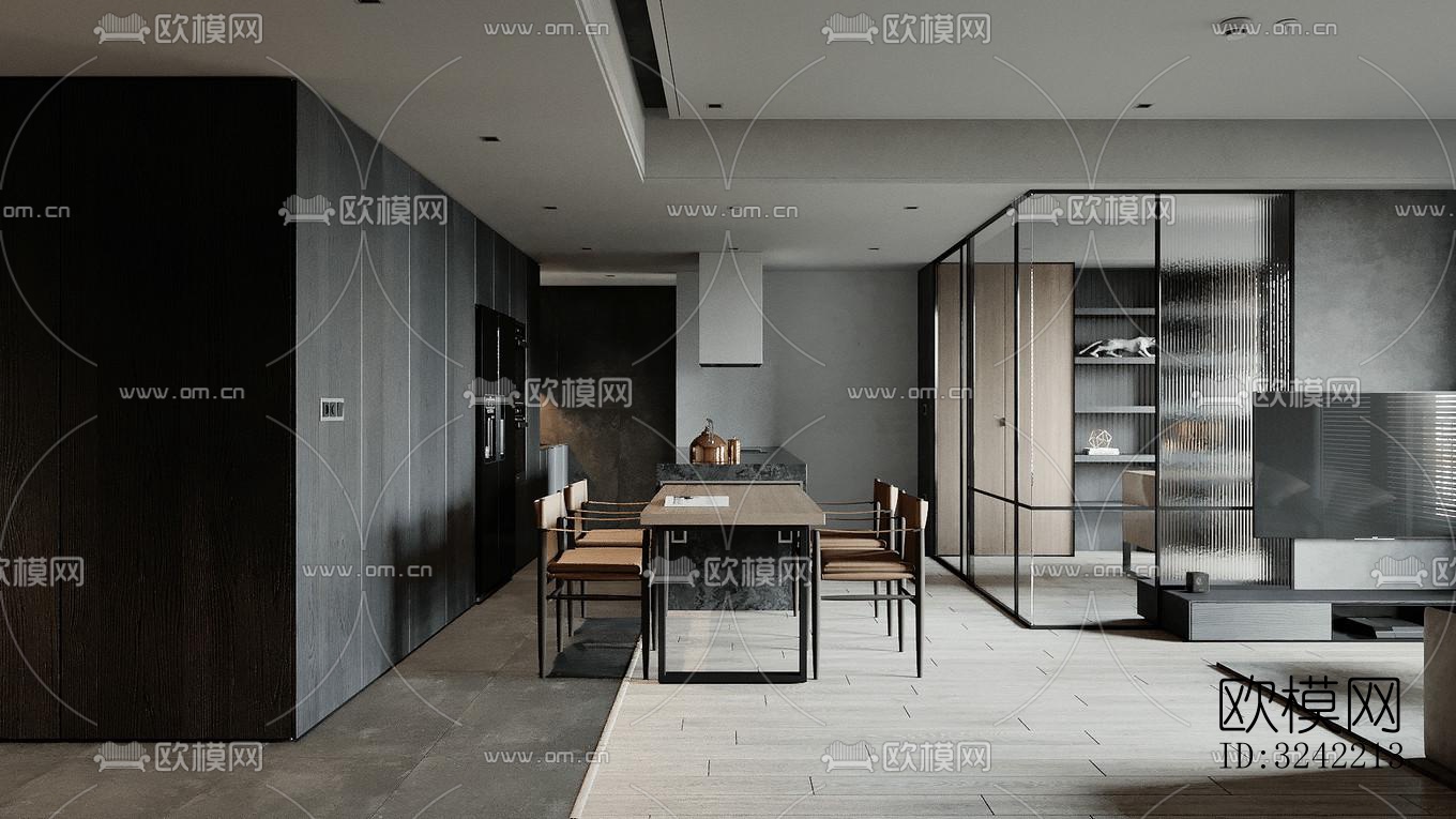 现代客餐厅效果图下载（渲染图5）