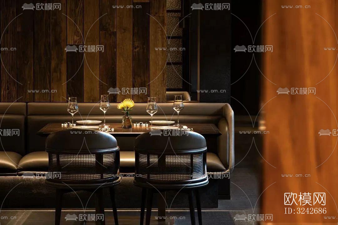 新中式中餐厅效果图下载（渲染图9）