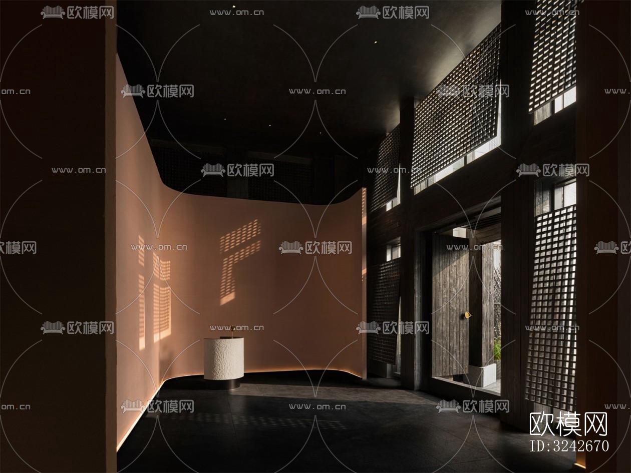 新中式中餐厅效果图下载（渲染图18）