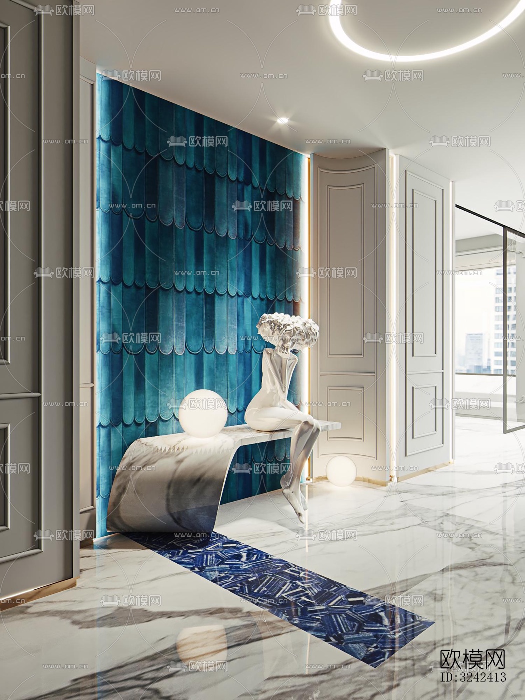 现代玄关过道效果图下载（渲染图5）