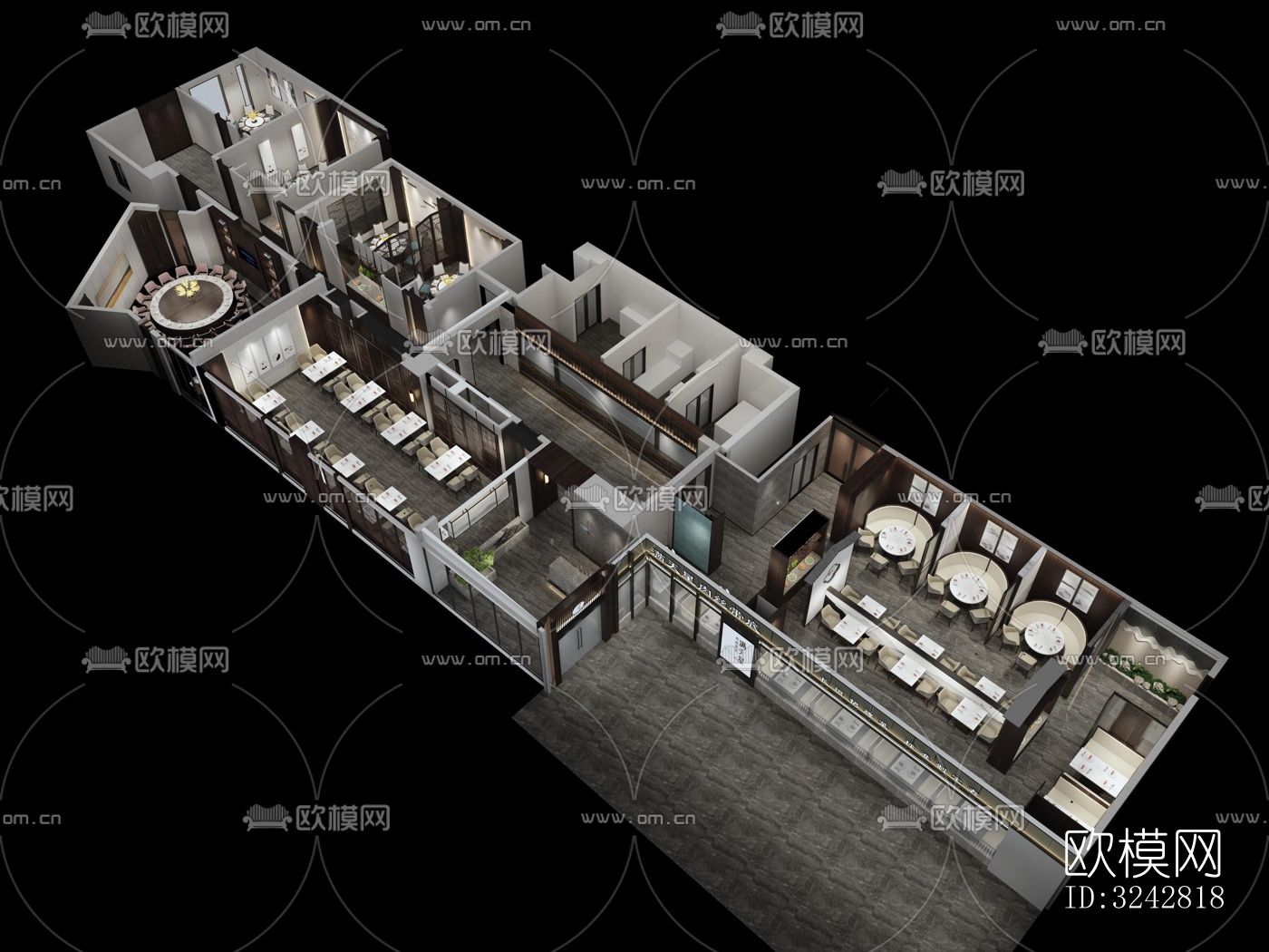 新中式中餐厅效果图下载（渲染图11）