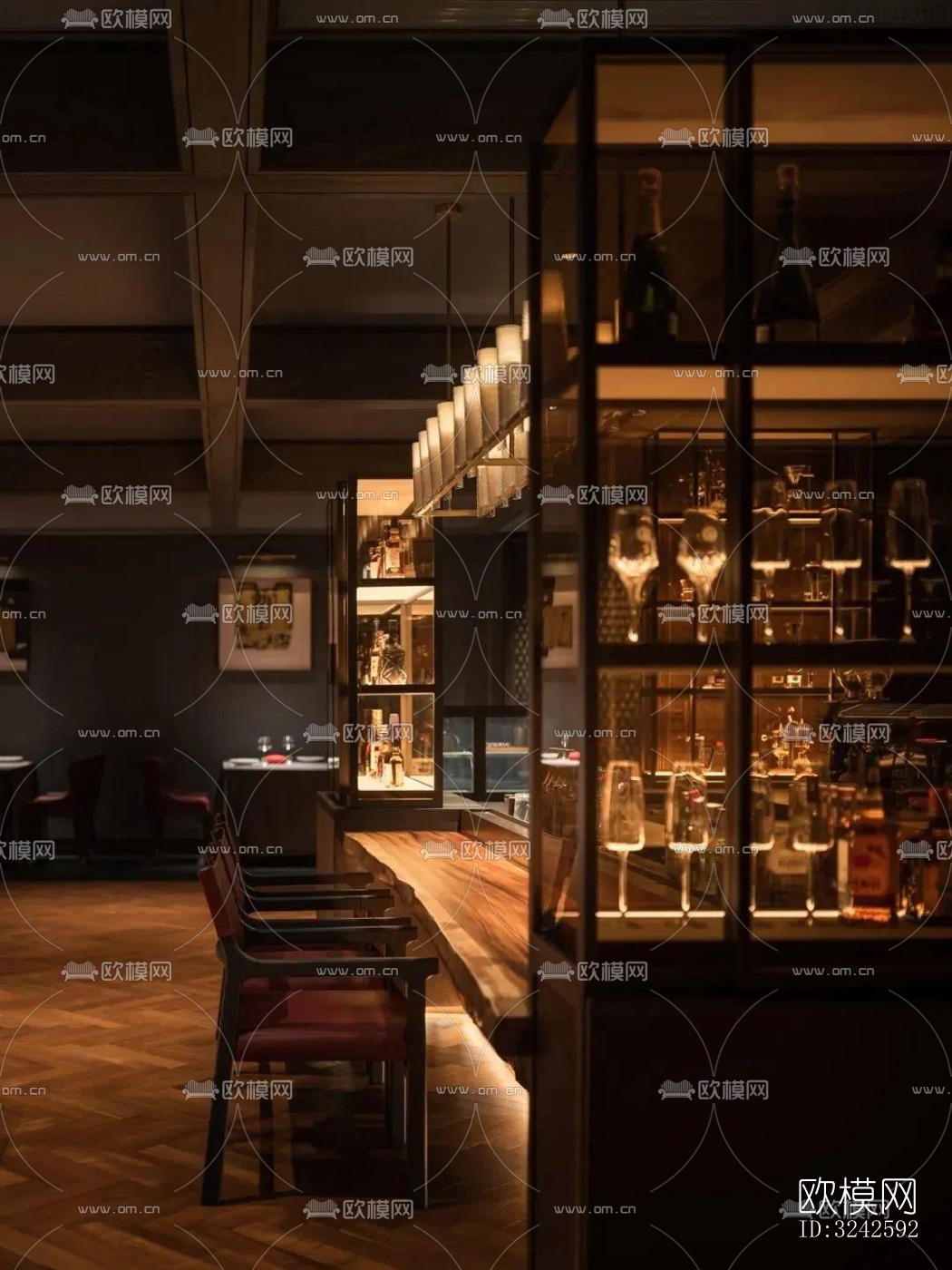 新中式中餐厅效果图下载（渲染图1）