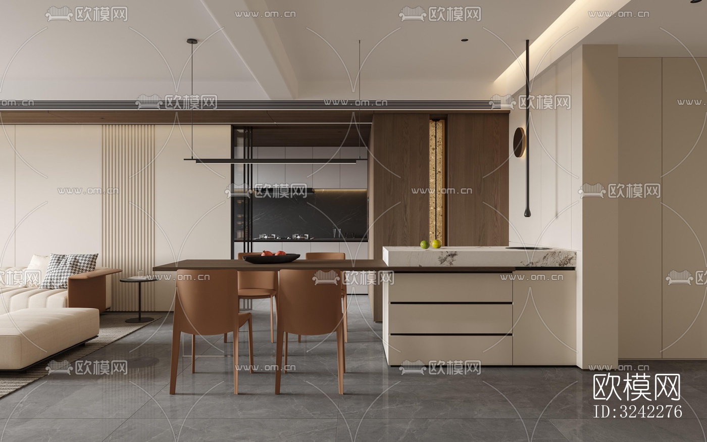 现代客餐厅效果图下载（渲染图11）