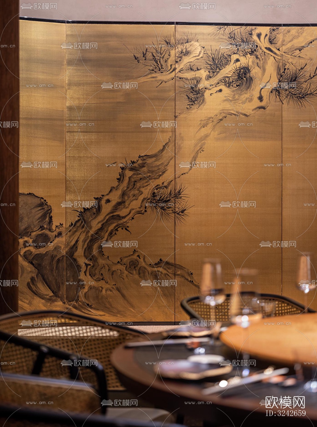 新中式中餐厅效果图下载（渲染图13）