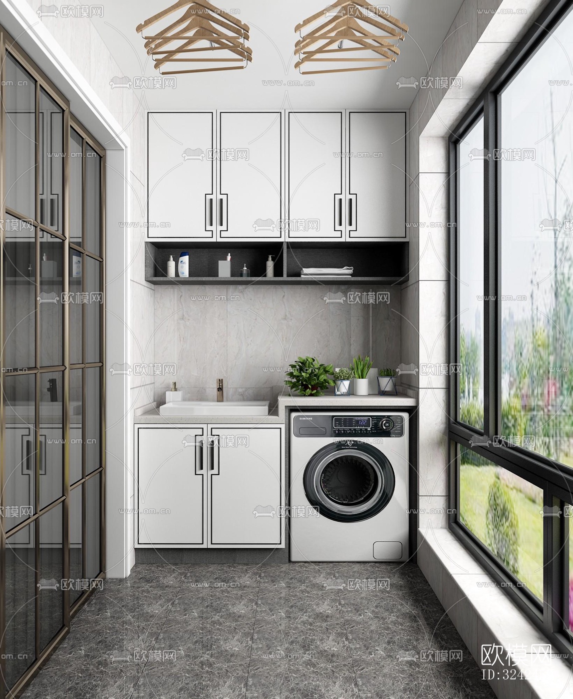 现代阳台花园效果图下载（渲染图5）