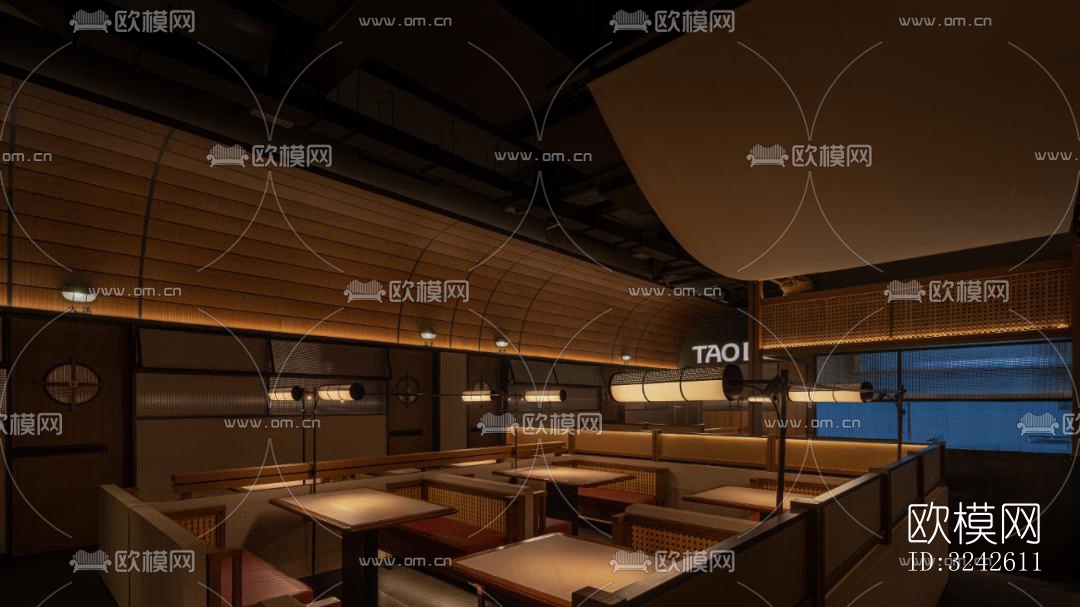 新中式中餐厅效果图下载（渲染图4）