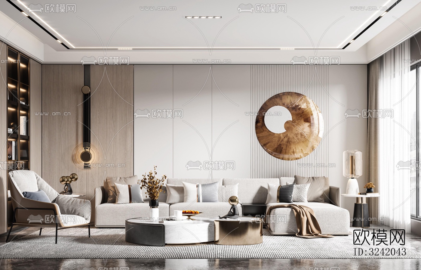 现代客厅效果图下载（渲染图5）