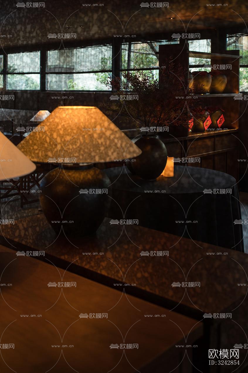 新中式中餐厅效果图下载（渲染图5）