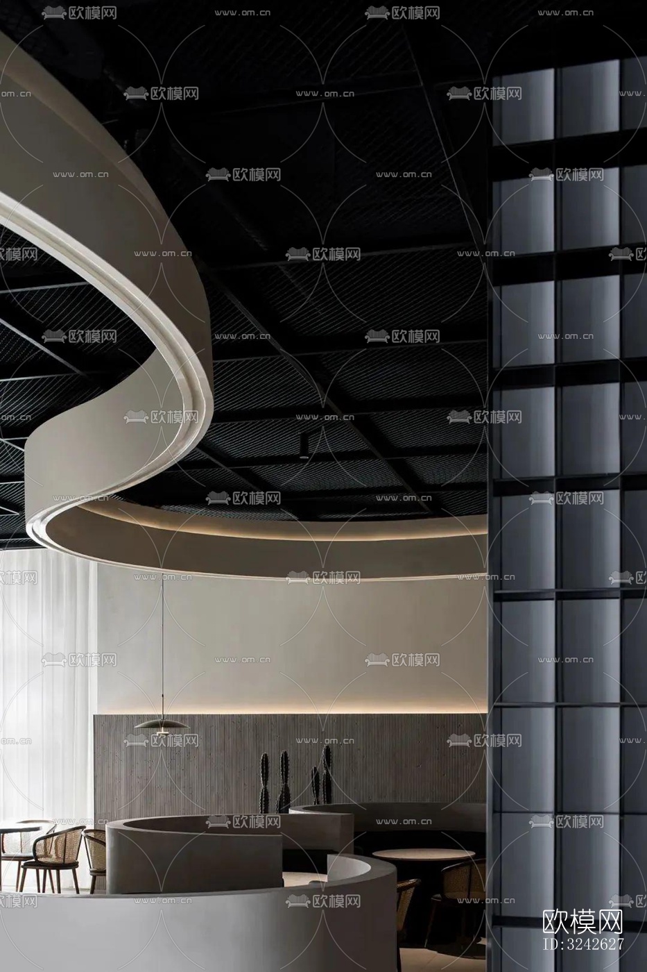 新中式中餐厅效果图下载（渲染图4）