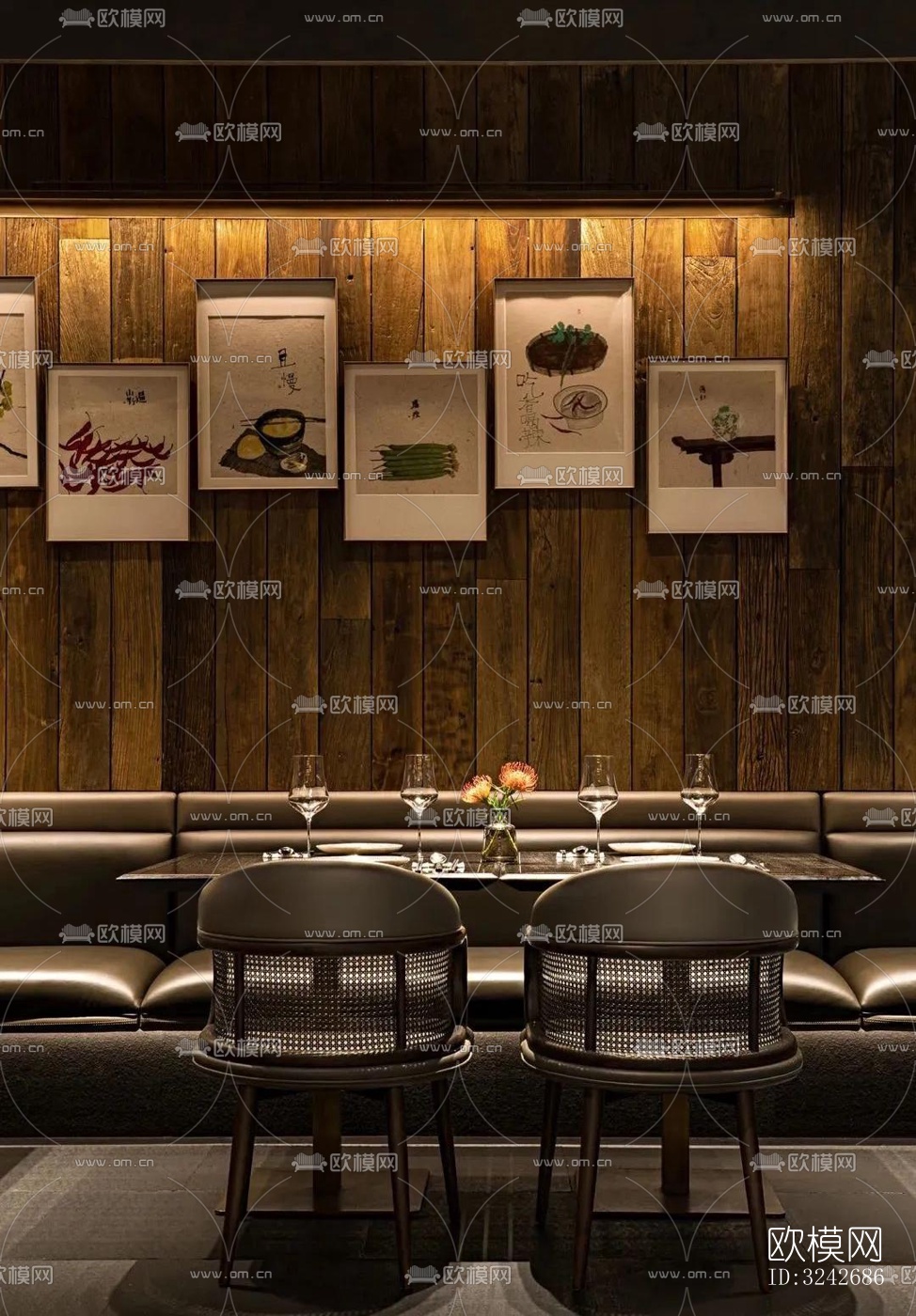 新中式中餐厅效果图下载（渲染图14）