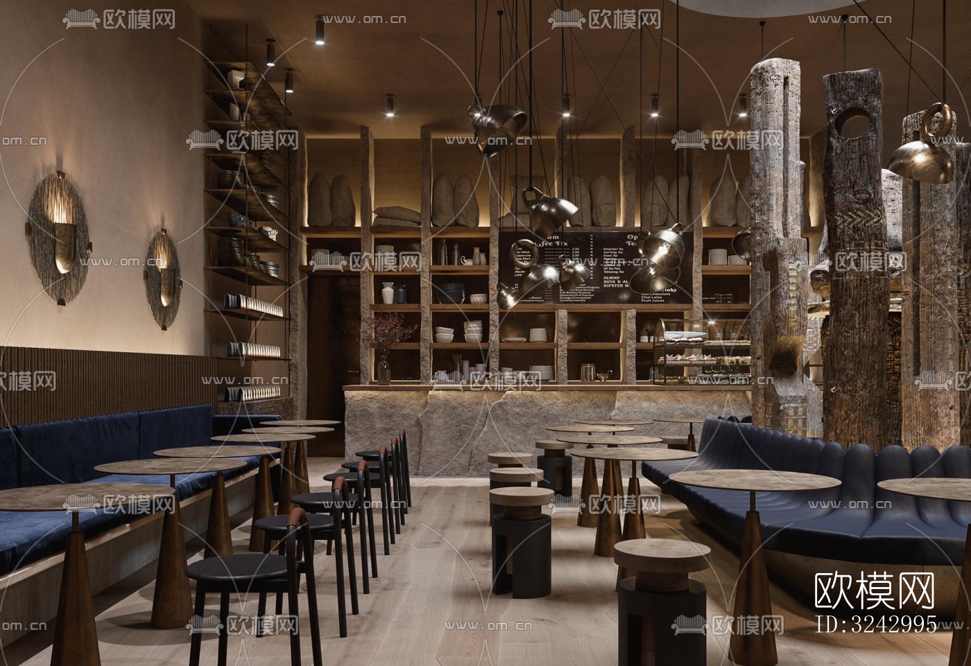 侘寂咖啡奶茶效果图下载（渲染图5）