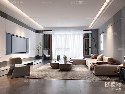 现代客餐厅效果图下载（渲染图5）